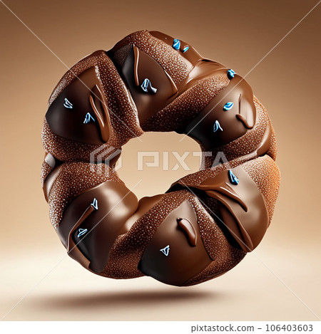 Chocolate donut with chocolate glaze. realistic food illustration AI-generative Chocolate donut with chocolate glaze. realistic food illustration AI-generative 106403603