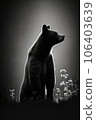 bear grizzly studio silhouette photo black white vintage backlit portrait motion contour tattoo 106403639