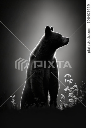 bear grizzly studio silhouette photo black white vintage backlit portrait motion contour tattoo bear grizzly studio silhouette photo black white vintage backlit portrait motion contour tattoo 106403639