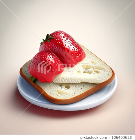 Sandwich with strawberry jam on a white background. AI-generative 106403658