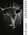 bull cow studio silhouette photo black white vintage backlit portrait motion contour tattoo 106403699