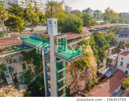 Elevator from the embankment to the street and the observation deck Antalya Kaleici Panoramic Elevator 106403709