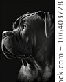 dog puppy hound studio cane corso silhouette photo black white backlit motion contour tattoo 106403728