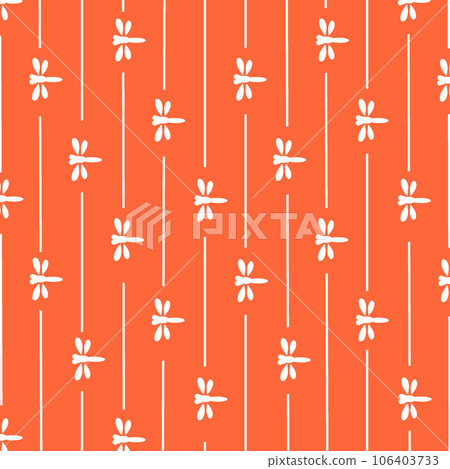 秋夜漫漫,一群蜻蜓和諧地前行。 (橙色、白色) 秋夜漫漫,一群蜻蜓和諧地前行。 (橙色、白色) 106403733