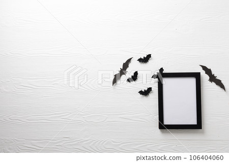 Black frame and bats with copy space on white background Black frame and bats with copy space on white background 106404060