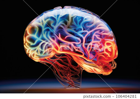 發光的洞察力：透明頭骨內閃耀的多彩大腦世界<圖像生成AI> 106404281