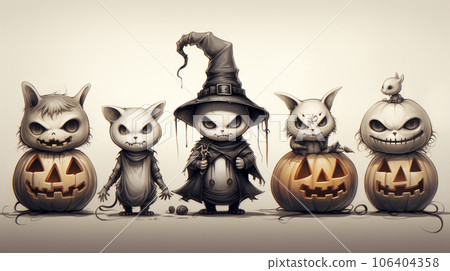A little scary and cute Halloween illustration 106404358