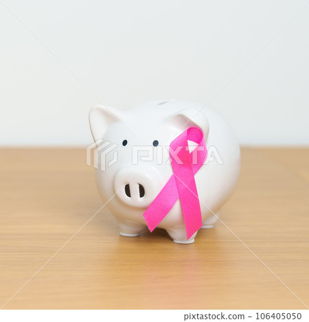 October Breast Cancer Awareness month, Pink Ribbon with Piggy Bank for support illness life. Health, Donation, Charity, Campaign, Money Saving, Fund, women day and World cancer day concept 106405050