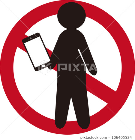 Pictogram forbidding smartphones while walking, screen white 106405524