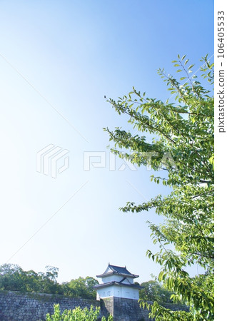 透過新鮮的綠樹看到天守閣 106405533