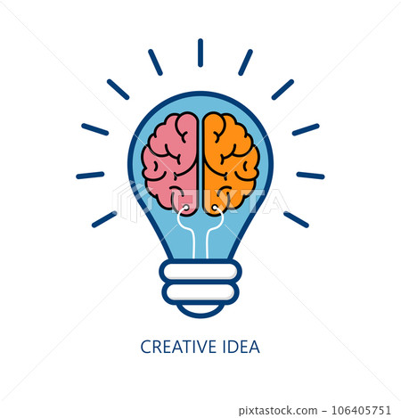 Creative idea Logo with brain in light bulb isolated on white background. illustrator vector. Creative idea Logo with brain in light bulb isolated on white background. illustrator vector. 106405751