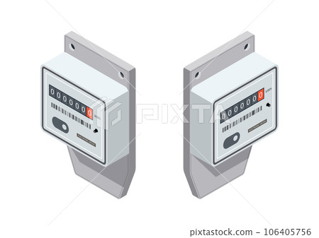 Electric energy meter. power supply meter. Isometric vector. Electric energy meter. power supply meter. Isometric vector. 106405756