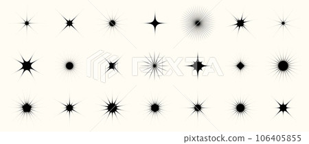 Aesthetic Y2k style. Star, bling, starburst, sparkle icons. Retro