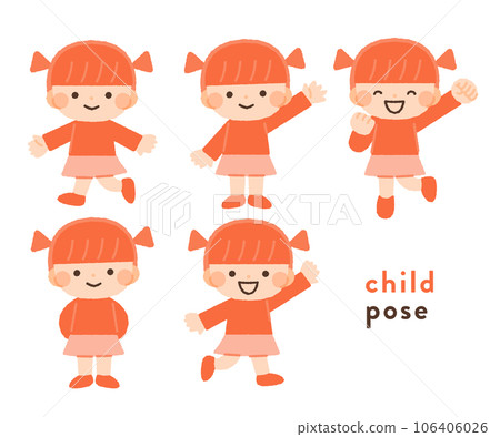 兒童/女孩姿勢插圖素材集 106406026