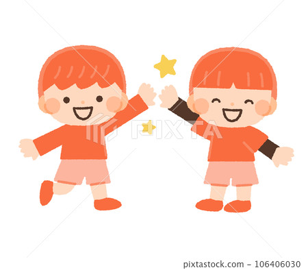 兒童和男孩給出高五的插圖材料 兒童和男孩給出高五的插圖材料 106406030