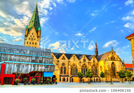 Paderborn Cathedral in North Rhine-Westphalia, Germany at sunset 106406198