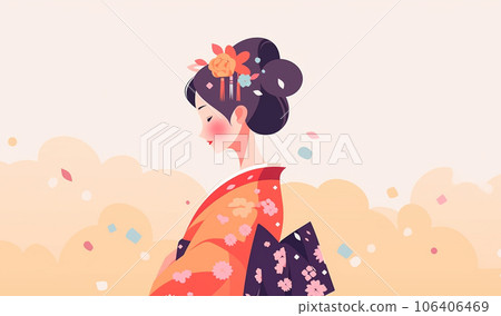Illustration of a girl wearing a kimono AI-generated image Illustration of a girl wearing a kimono AI-generated image 106406469