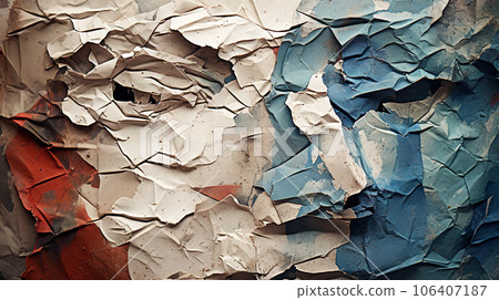 Background of crumpled paper painted in red, blue and black "AI generated image" Background of crumpled paper painted in red, blue and black "AI generated image" 106407187