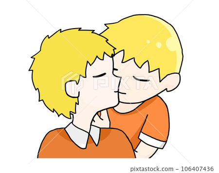 Illustration of a kissing couple (white boy and white boy) 106407436