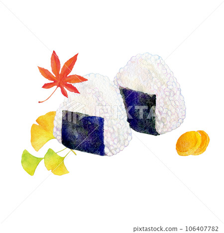 水彩插圖秋遊便當飯糰 106407782