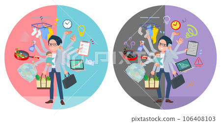 A set of programmer engineer men who multitask in the office and private 106408103