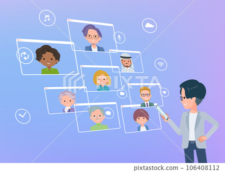 一組程序員工程師使用智能手機進行在線交流 106408112