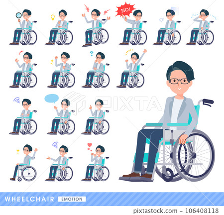 Set of programmer engineer men riding wheelchairs 106408118