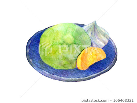 Matcha sweets watercolor illustration Matcha ice cream 106408321