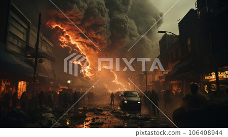 Pyroclastic flow approaching the city 106408944