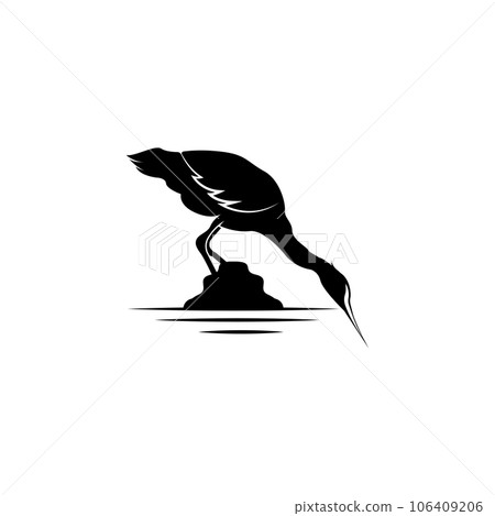 Heron Bird Logo, Vector Bird Flying Stork Heron, Animal Silhouette Design, Ilustrasi Templet 106409206