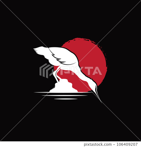 Heron Bird Logo, Vector Bird Flying Stork Heron, Animal Silhouette Design, Ilustrasi Templet 106409207