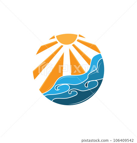 Sunset Logo, Sun Vector, Beach Natural Scenery, Minimalist Design Brand Illustration 106409542