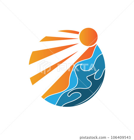 Sunset Logo, Sun Vector, Beach Natural Scenery, Minimalist Design Brand Illustration Sunset Logo, Sun Vector, Beach Natural Scenery, Minimalist Design Brand Illustration 106409543