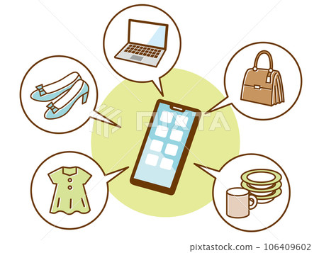 Image of online shopping on a smartphone Image of online shopping on a smartphone 106409602