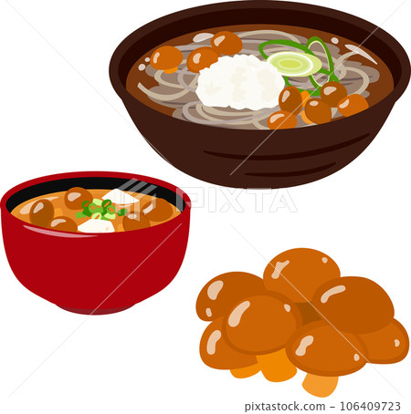 Nameko Miso Soup and Nameko Oroshi Soba 106409723