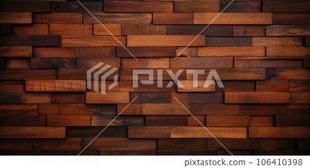 Wood background. Modern wooden facing background. Dark wooden banner. Rustic three-dimensional wood texture 106410398