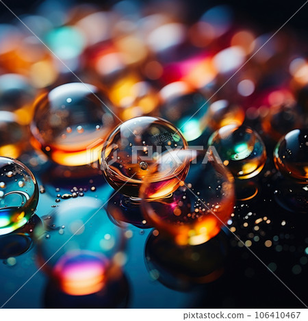Iridescent liquid melted glass wallpaper. Soap holographic bubble background. 3d abstract dark luxury fluorescent background Iridescent liquid melted glass wallpaper. Soap holographic bubble background. 3d abstract dark luxury fluorescent background 106410467