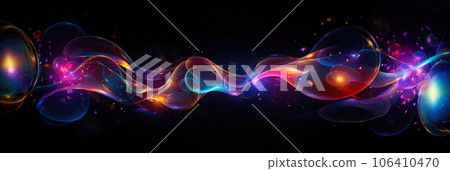 Iridescent liquid melted glass wallpaper. Soap holographic bubble background. 3d abstract dark luxury fluorescent background 106410470