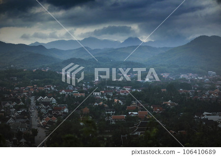 high angle view of luang prabang northern of lao 106410689
