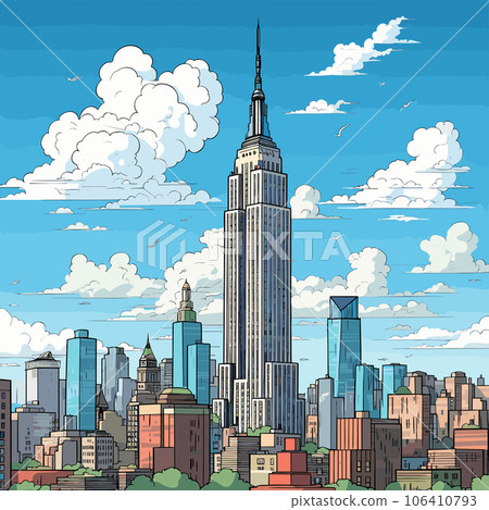 Empire State Building. Empire State Building hand-drawn comic illustration. Vector doodle style cartoon illustration Empire State Building. Empire State Building hand-drawn comic illustration. Vector doodle style cartoon illustration 106410793