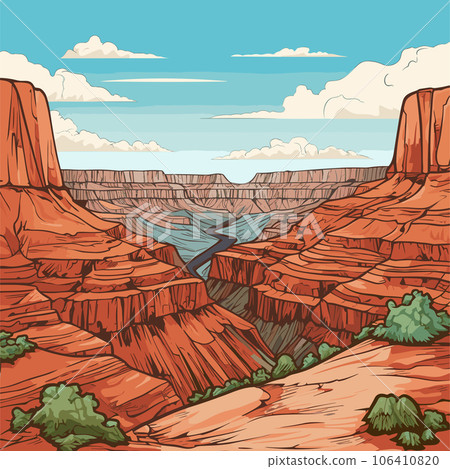 Grand Canyon. Grand Canyon hand-drawn comic illustration. Vector doodle style cartoon illustration 106410820
