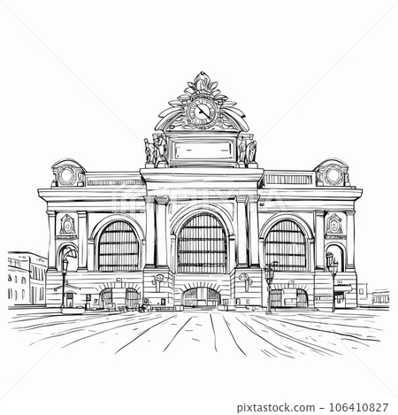 Grand Central Terminal. Grand Central Terminal hand-drawn comic illustration. Vector doodle style cartoon illustration Grand Central Terminal. Grand Central Terminal hand-drawn comic illustration. Vector doodle style cartoon illustration 106410827