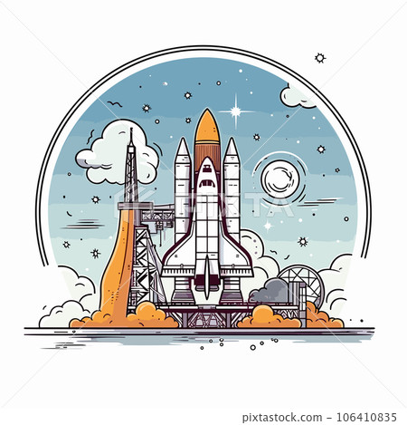 Kennedy Space Center. Kennedy Space Center hand-drawn comic illustration. Vector doodle style cartoon illustration Kennedy Space Center. Kennedy Space Center hand-drawn comic illustration. Vector doodle style cartoon illustration 106410835