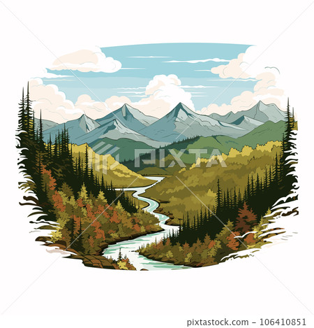 Great Smoky Mountains. Great Smoky Mountains hand-drawn comic illustration. Vector doodle style cartoon illustration Great Smoky Mountains. Great Smoky Mountains hand-drawn comic illustration. Vector doodle style cartoon illustration 106410851