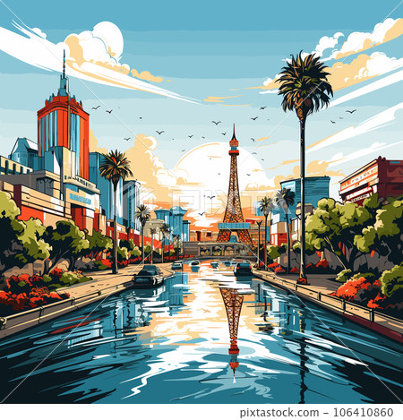 Las Vegas. Las Vegas hand-drawn comic illustration. Vector doodle style cartoon illustration Las Vegas. Las Vegas hand-drawn comic illustration. Vector doodle style cartoon illustration 106410860
