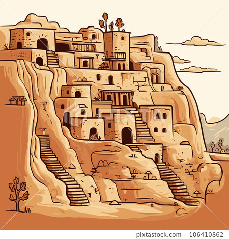 Mesa Verde. Mesa Verde hand-drawn comic illustration. Vector doodle style cartoon illustration 106410862
