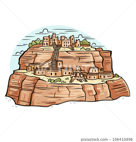Mesa Verde. Mesa Verde hand-drawn comic illustration. Vector doodle style cartoon illustration 106410896