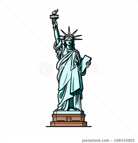 Statue of Liberty. Statue of Liberty hand-drawn comic illustration. Vector doodle style cartoon illustration 106410905