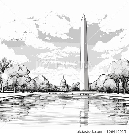 Washington Monument. Washington Monument hand-drawn comic illustration. Vector doodle style cartoon illustration Washington Monument. Washington Monument hand-drawn comic illustration. Vector doodle style cartoon illustration 106410925