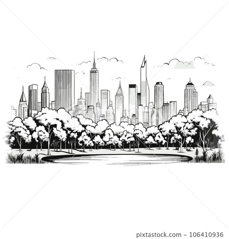 Central Park. Central Park hand-drawn comic illustration. Vector doodle style cartoon illustration Central Park. Central Park hand-drawn comic illustration. Vector doodle style cartoon illustration 106410936